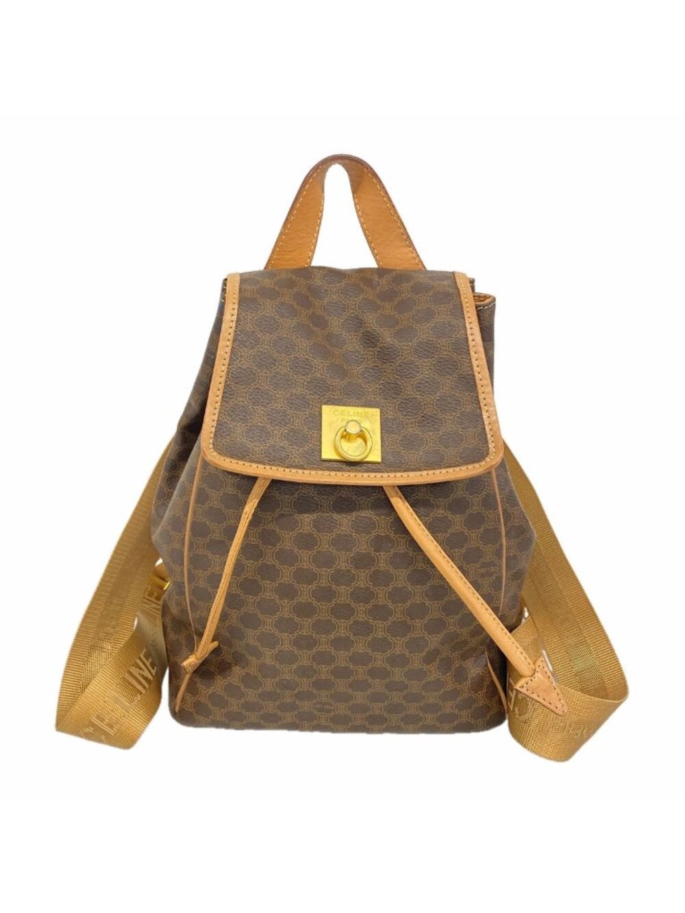 Celine Backpack Macadam Brown Gold